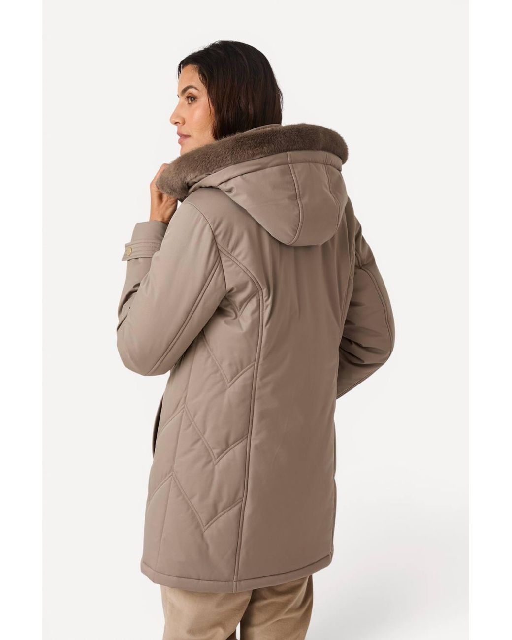DAMART Brown Thermal Padded Parka With Faux Fur Trim