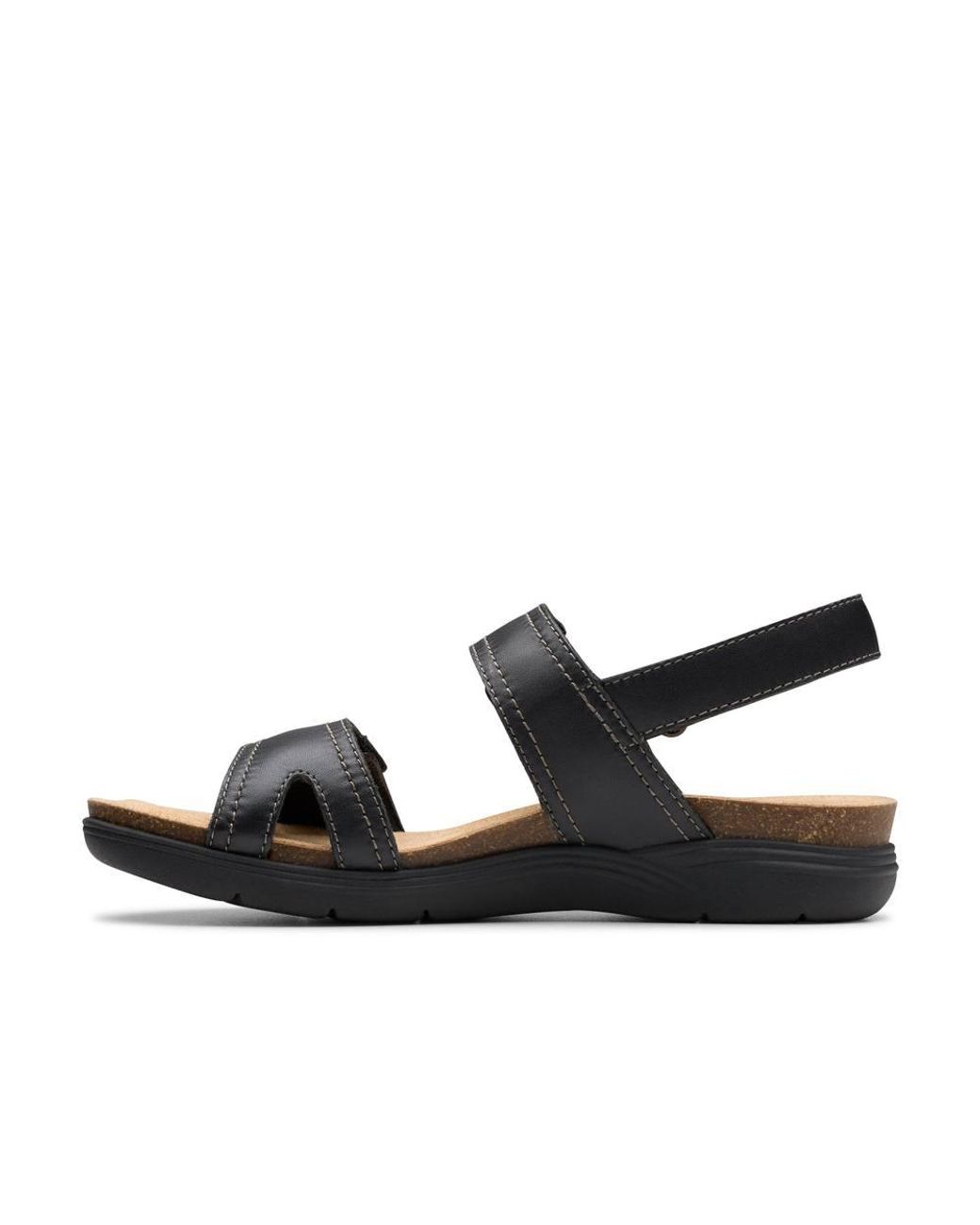 Clarks Black April Clover Combination Flat Sandals