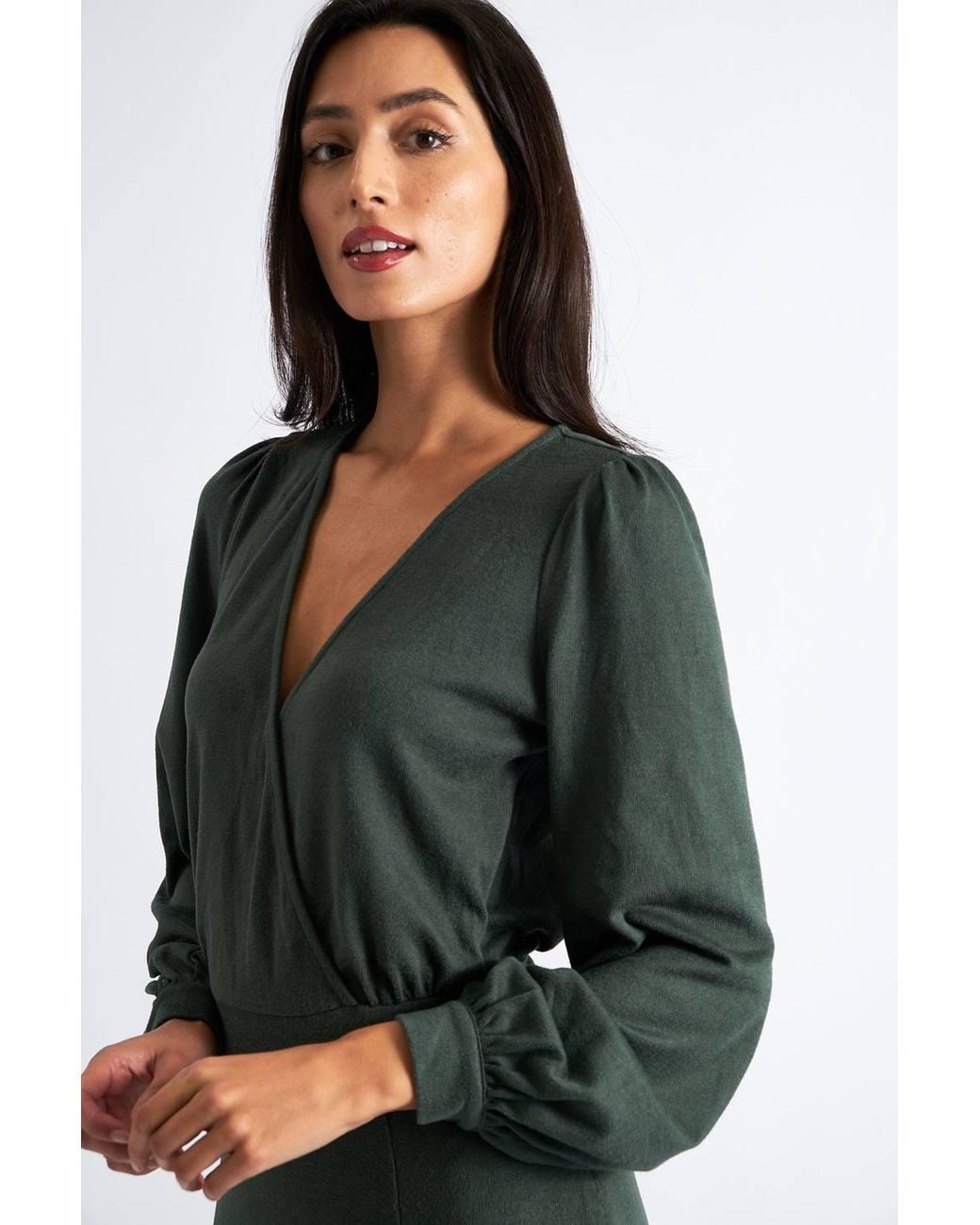 Louche Black Karen Brushed Marl Jersey Midi Dress