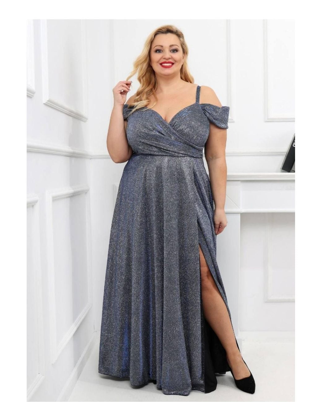 Love Lace Blue Cotton Flared Strappy Fit & Flare Dress
