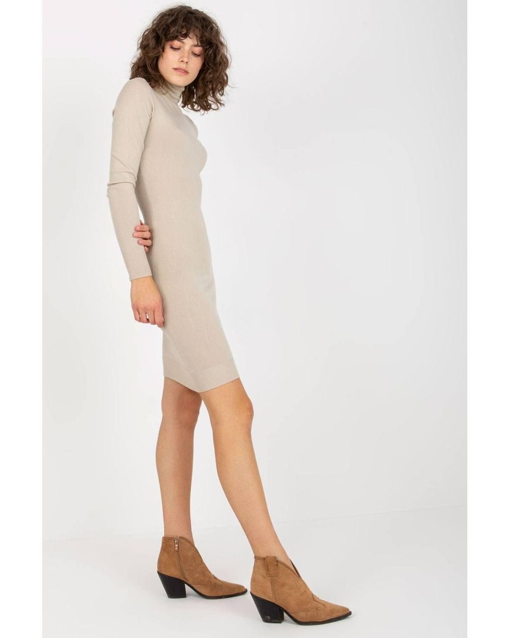Love Lace White Slim Fit Knitted Long Sleeve Jumper Dress