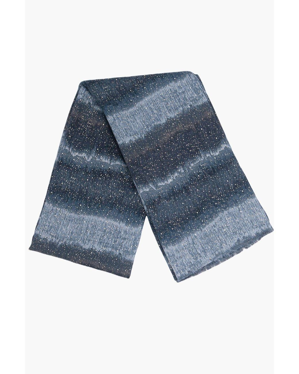 SARTA Gray Tierney Foil Speckled Ombre Striped Lightweight Scarf