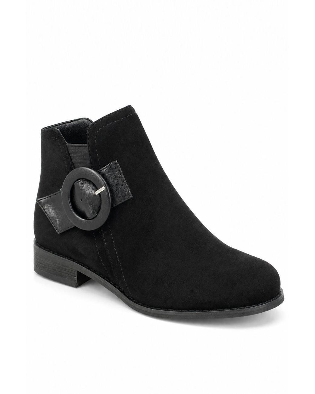 Spot on Black Buckle Detail Low Heel Ankle Boots