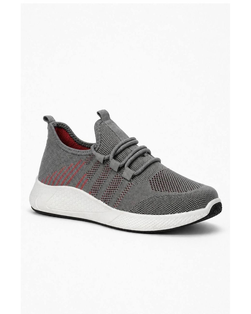 Spot on Gray Lightweight Knit Lace Up Trainers