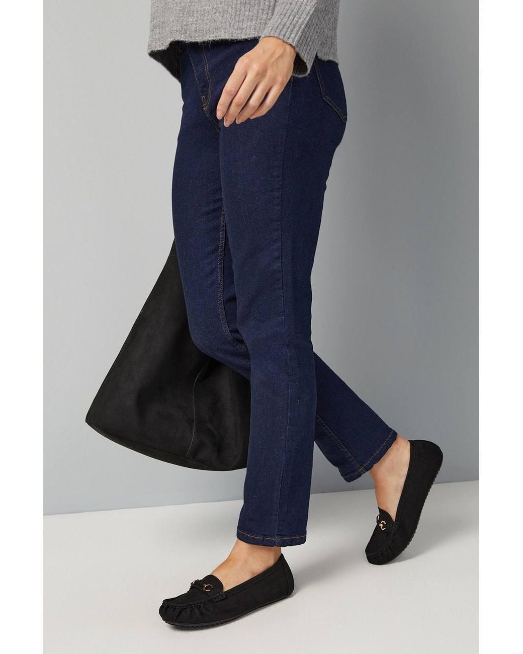 Good for the Sole Blue Wide Fit Mindie Faux Suede Snaffle Detail Moccasin Comfort Loafers