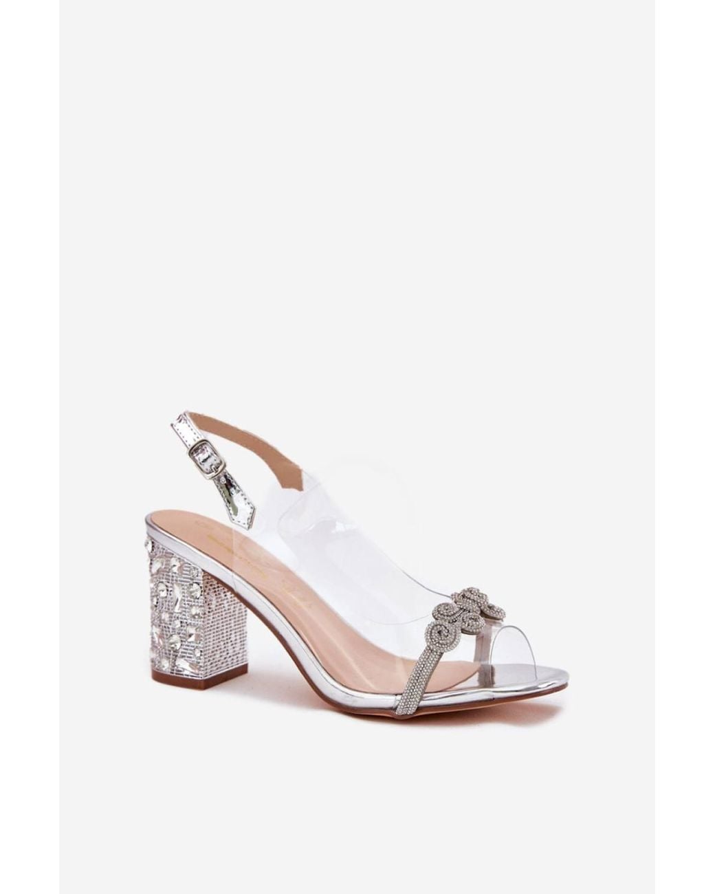 Love Lace Pink Soft Heeled Sandals With Buckle & Embellishment