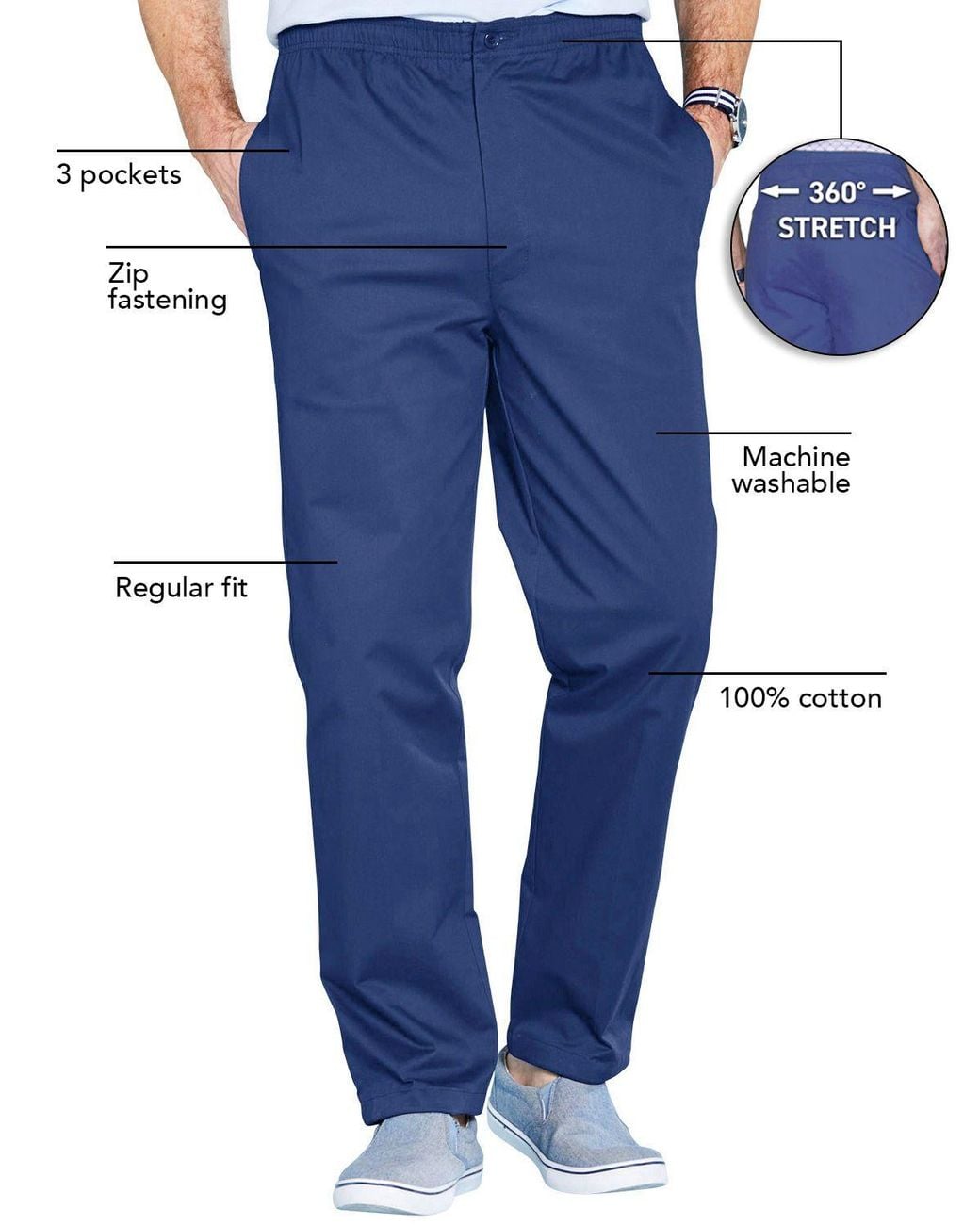 Chums Blue Elasticated Waist Cotton Rugby Trousers With Drawcord for men