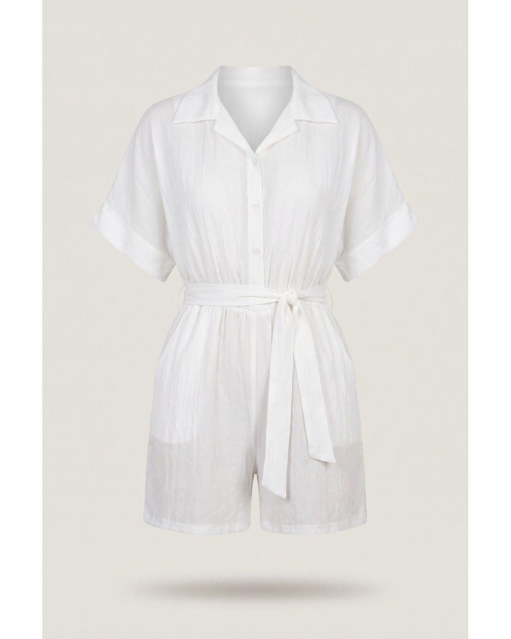 IKRUSH Natural Brenda Buttoned Tie Waist Romper
