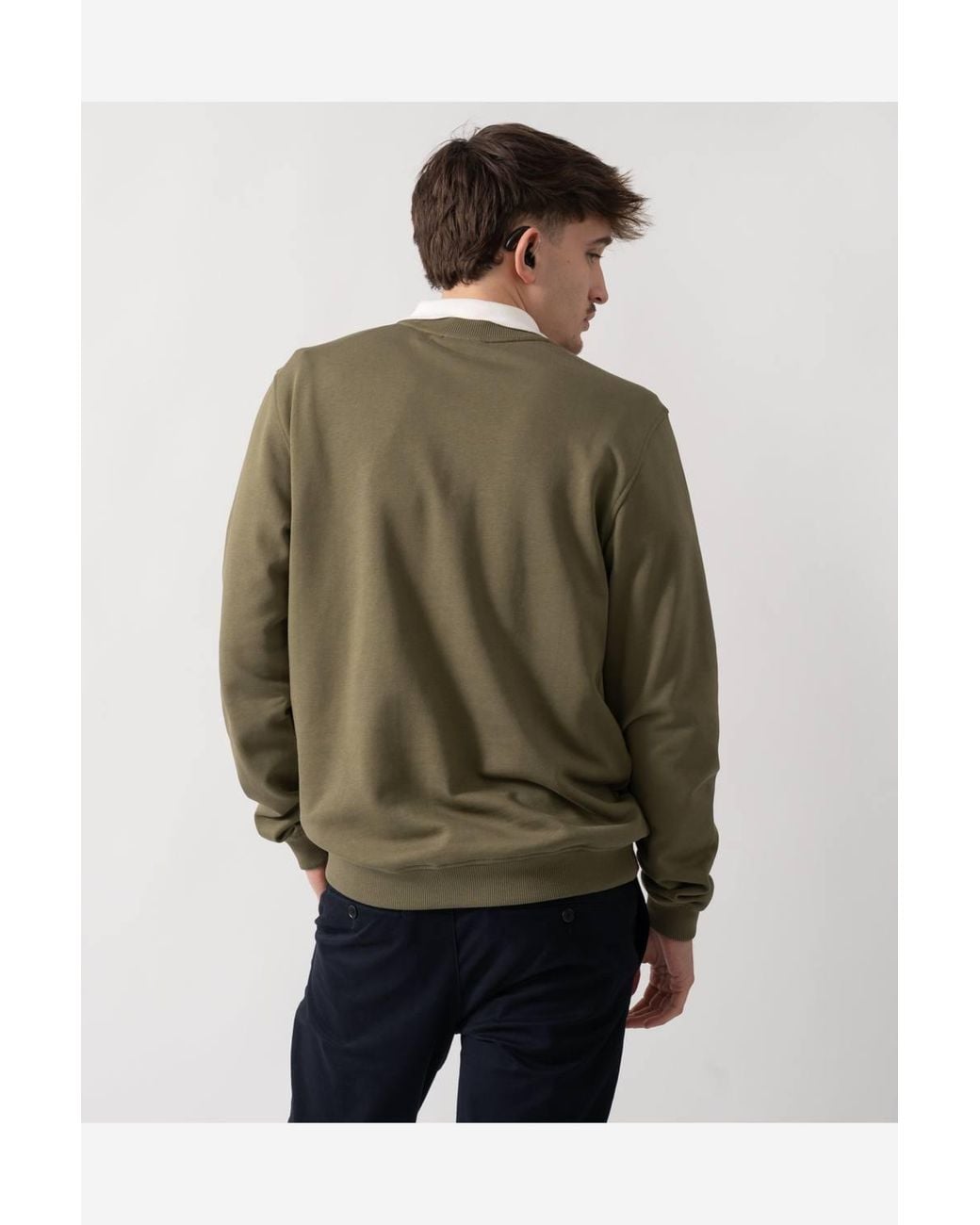 Fjallraven Green Classic Style Long Sleeve Collared Logo Detail Sweater for men