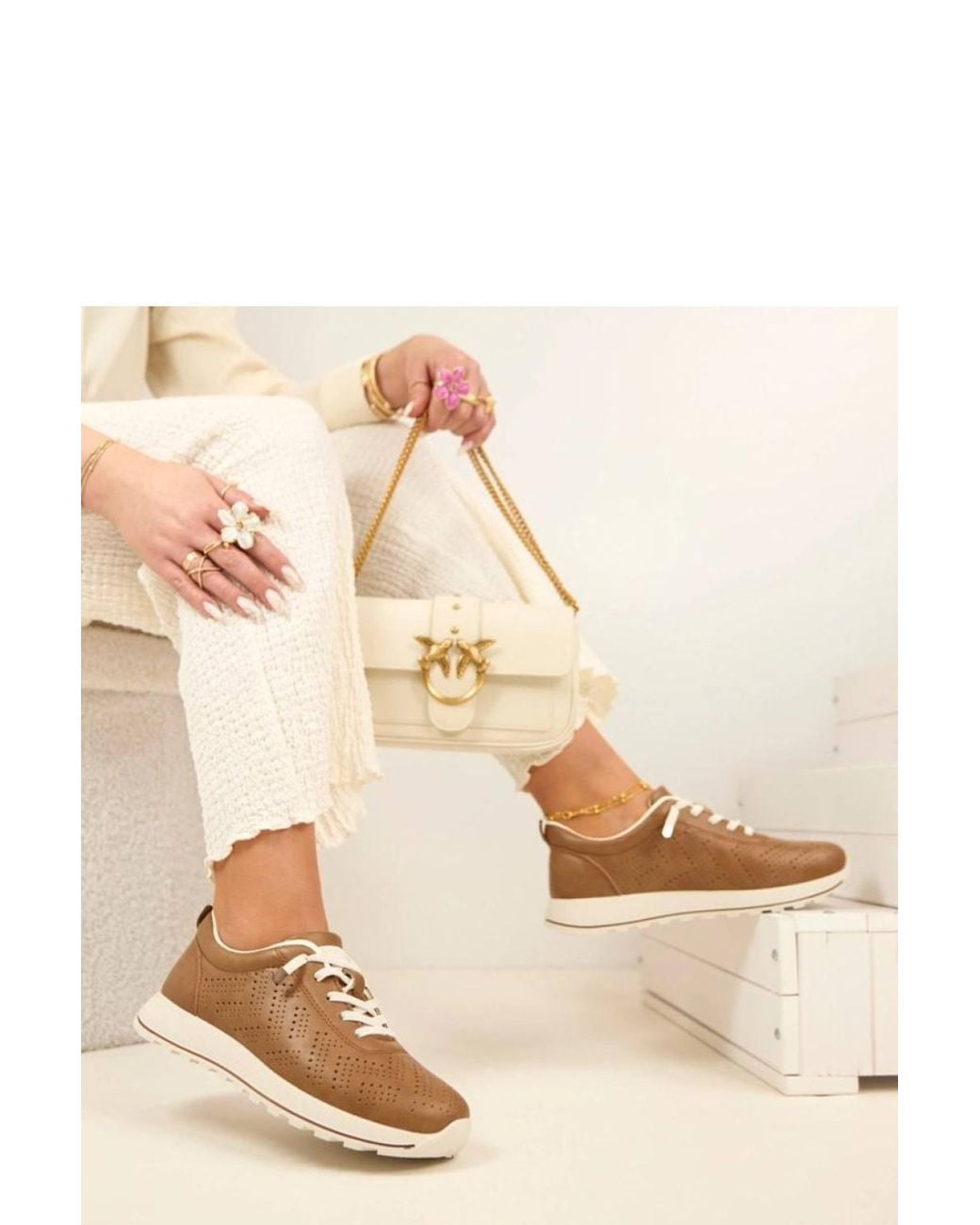 Love Lace Natural Light Openwork Slip On Sport Shoes With Cushioned Sole