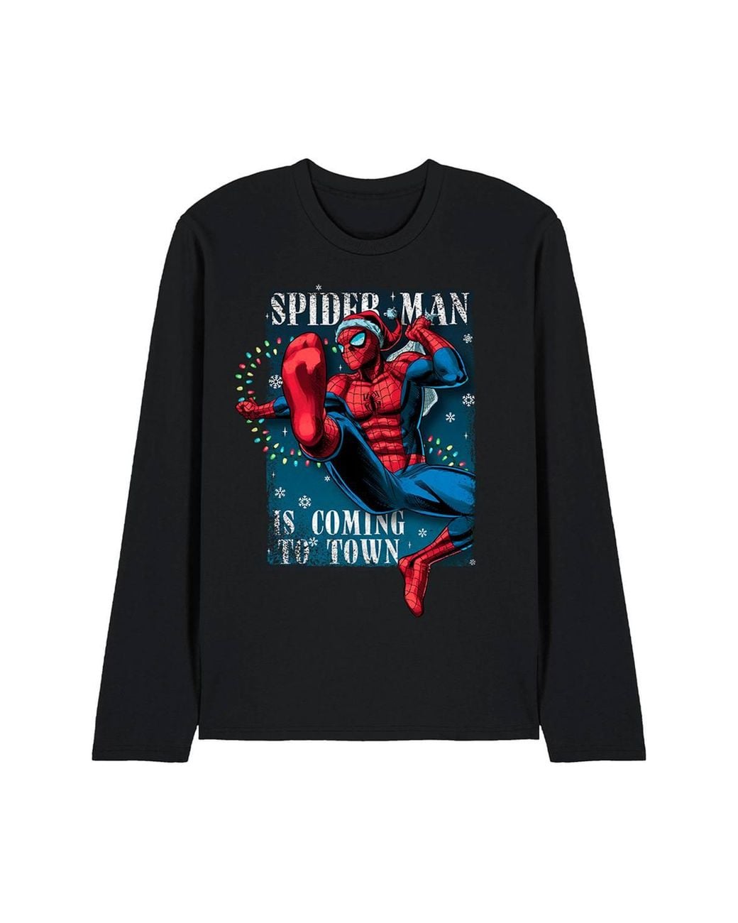 Marvel Black Spiderman Is Coming To Town Long Sleeve T-Shirt for men