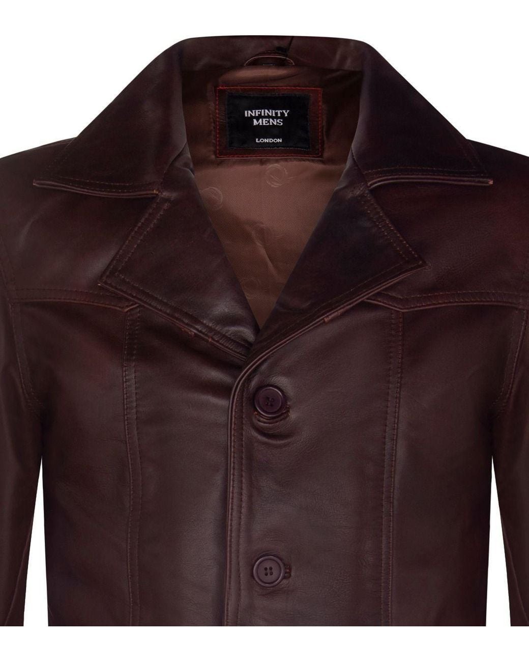 Infinity Leather Brown Vintage Trench Style Leather Coat-Macau for men