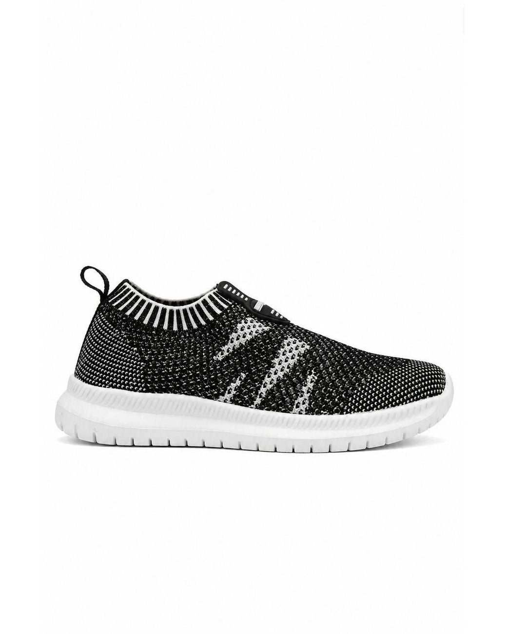 Spot on Black Slip On Knit Trainers Lightweight Comfort