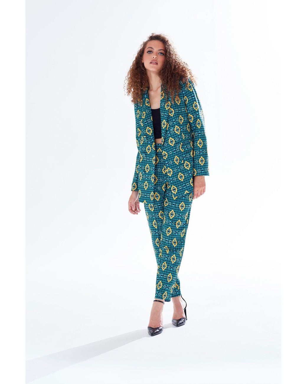 Liquorish Blue African Print Suit Trousers