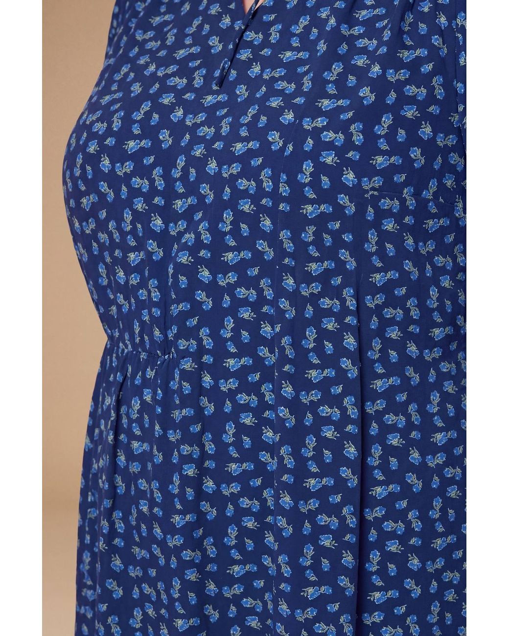 Dorothy Perkins Blue Plus Lace Insert Yoke Tie Detail Mini Dress