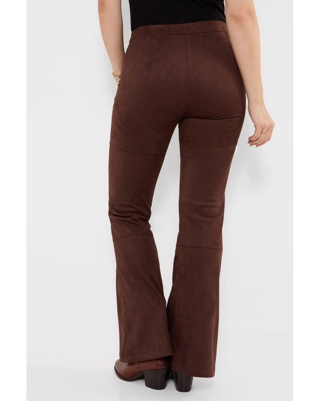 Joe Browns Brown Faux Suede Flared Trousers With Whipstitch Detail