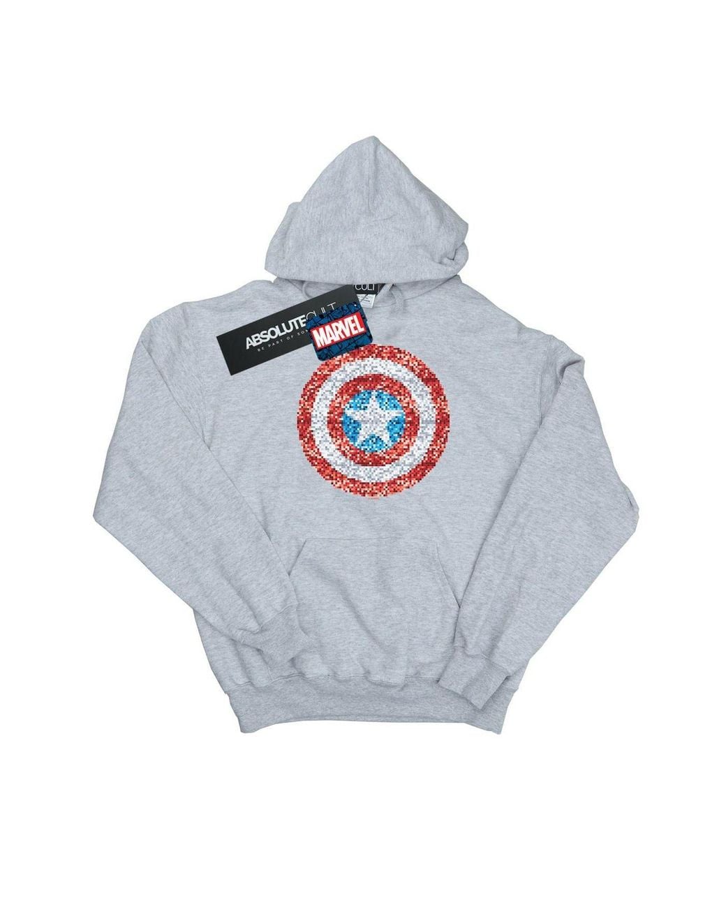 Marvel Gray Captain America Pixelated Shield Hoodie for men