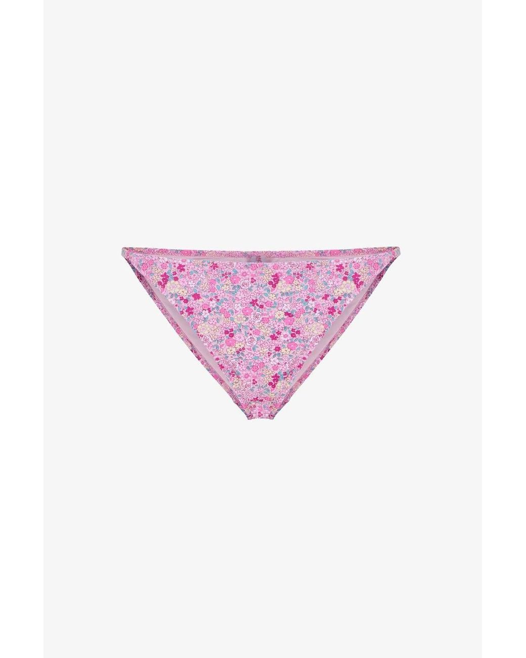 Penti Purple Amira Side Frilled Floral Pattern Low Waist Bikini Bottoms