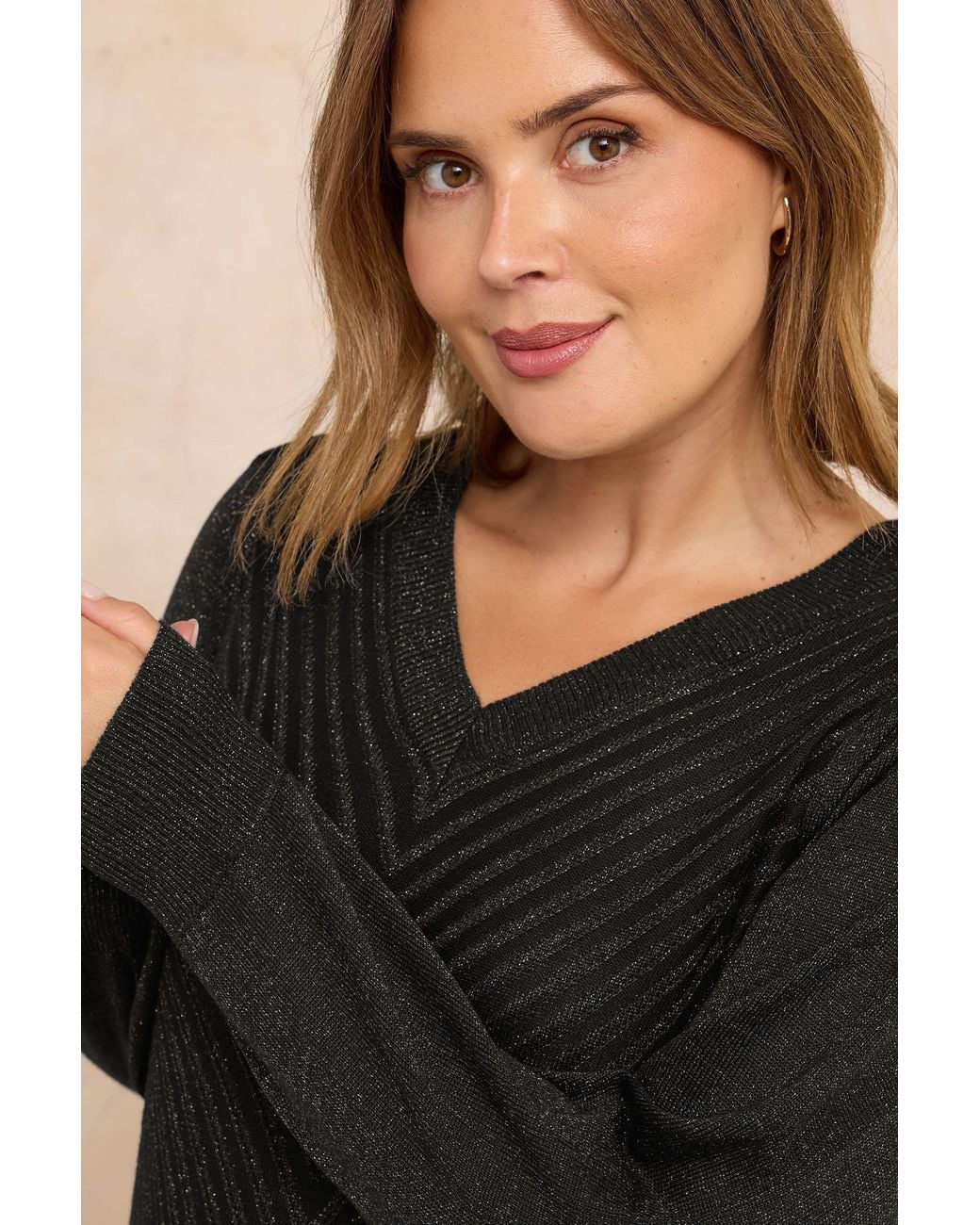 Evans Black Metallic Knitted Jumper