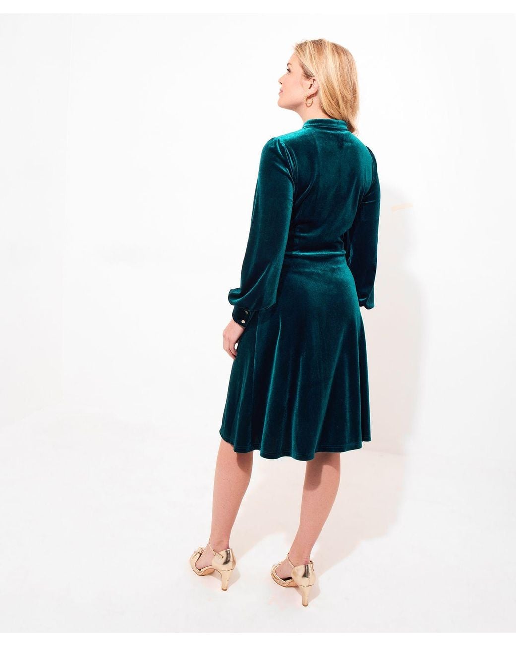 Joe Browns Blue Velour Knee-Length Dress With Keyhole Neckline