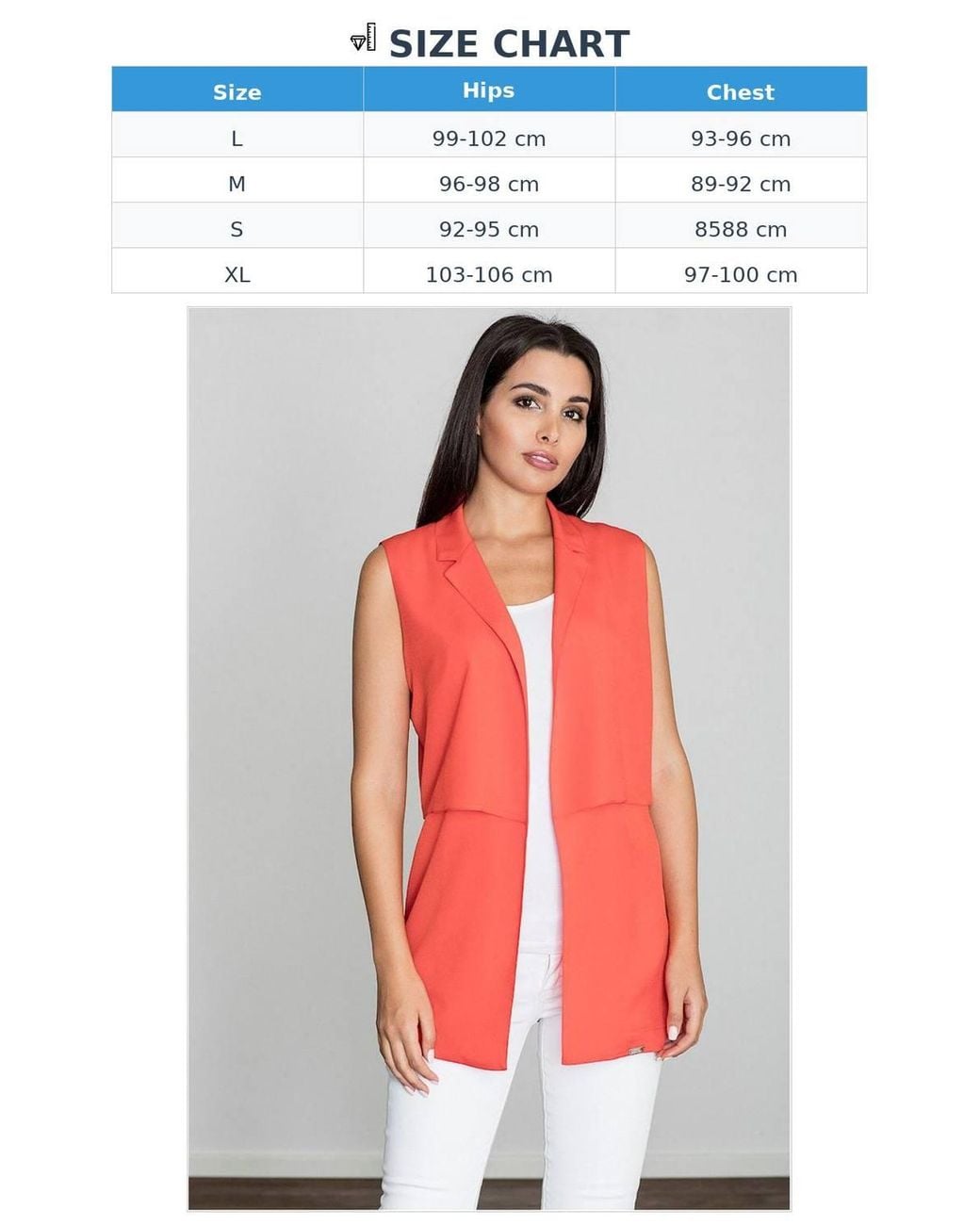 Love Lace Red Lightweight Long Collar Vest Loose Fit