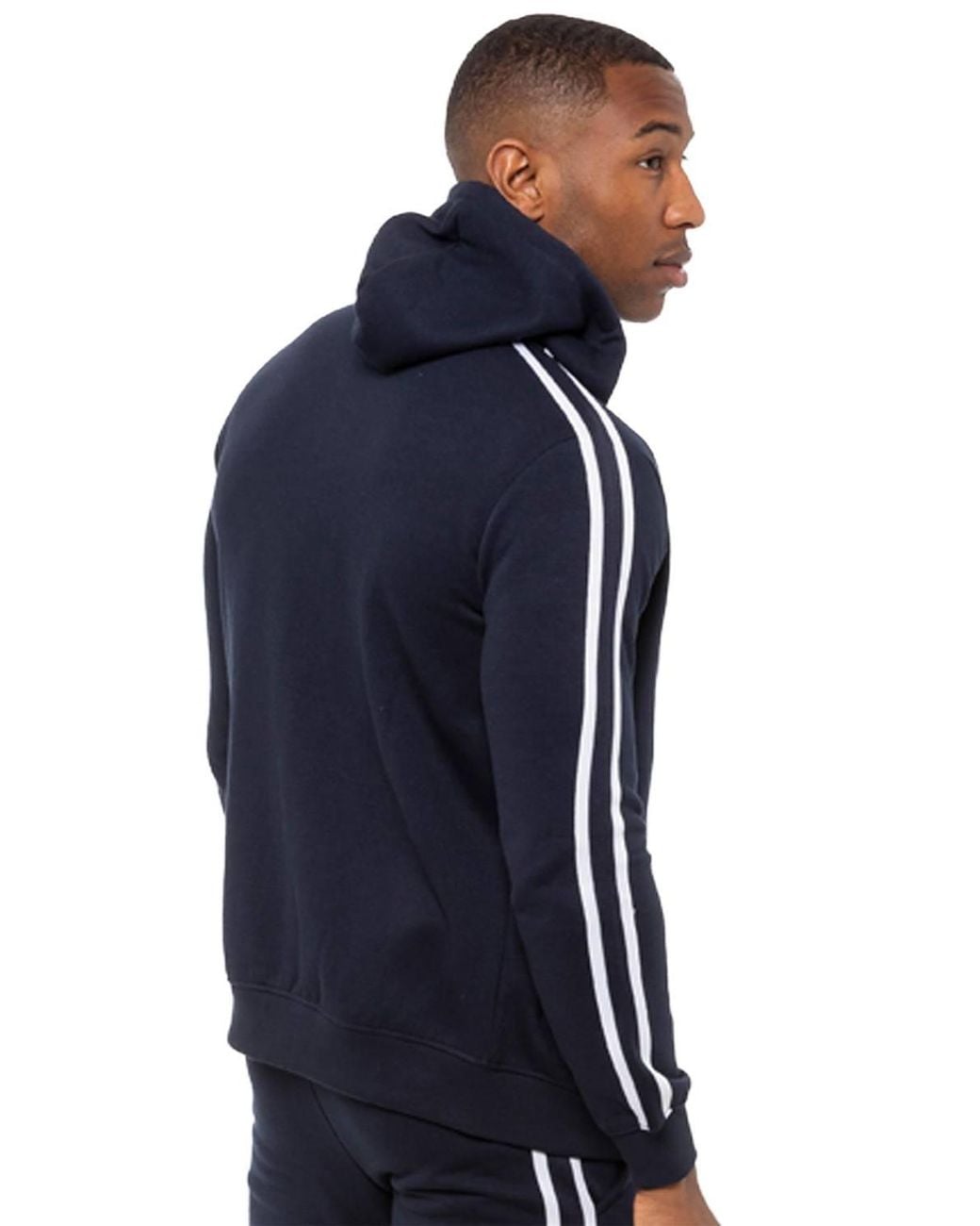 Enzo Blue Zip Up Tape Hoodie for men