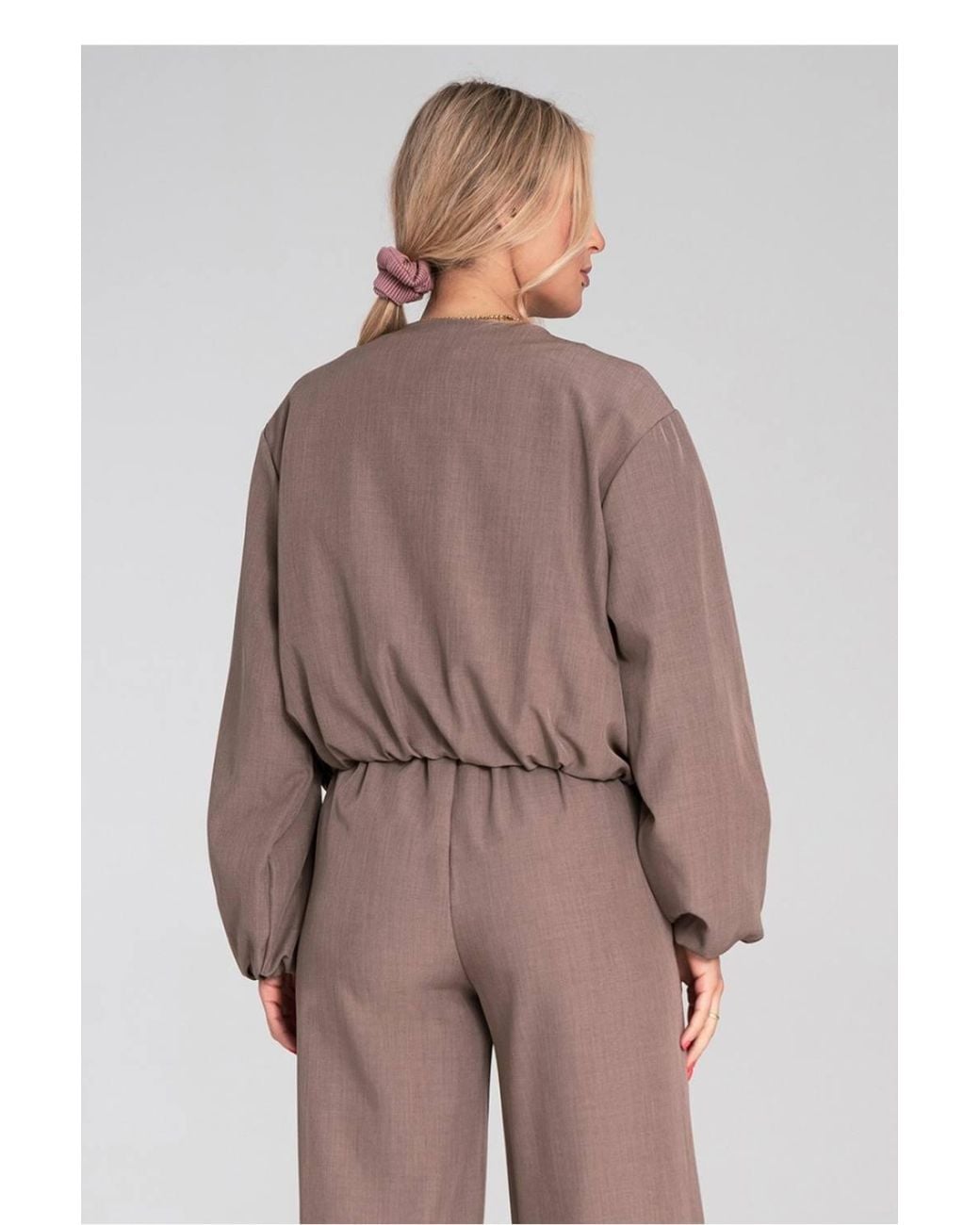 Love Lace Brown Casual Short Zipper Jacket Round Neck