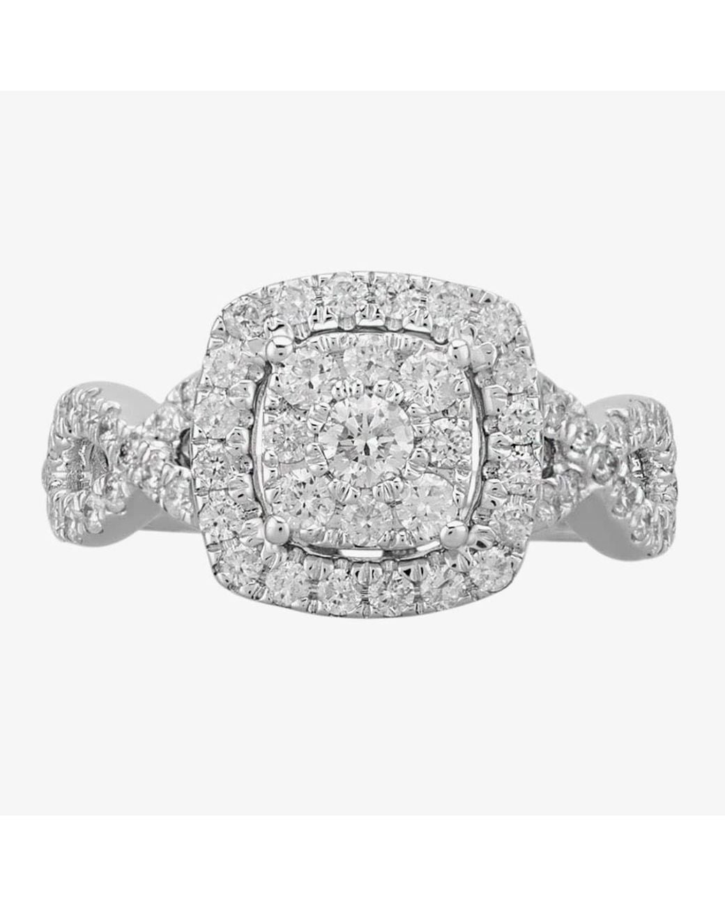 T.H.Baker White 9Ct 0.50Ct Diamond Three Row Ring