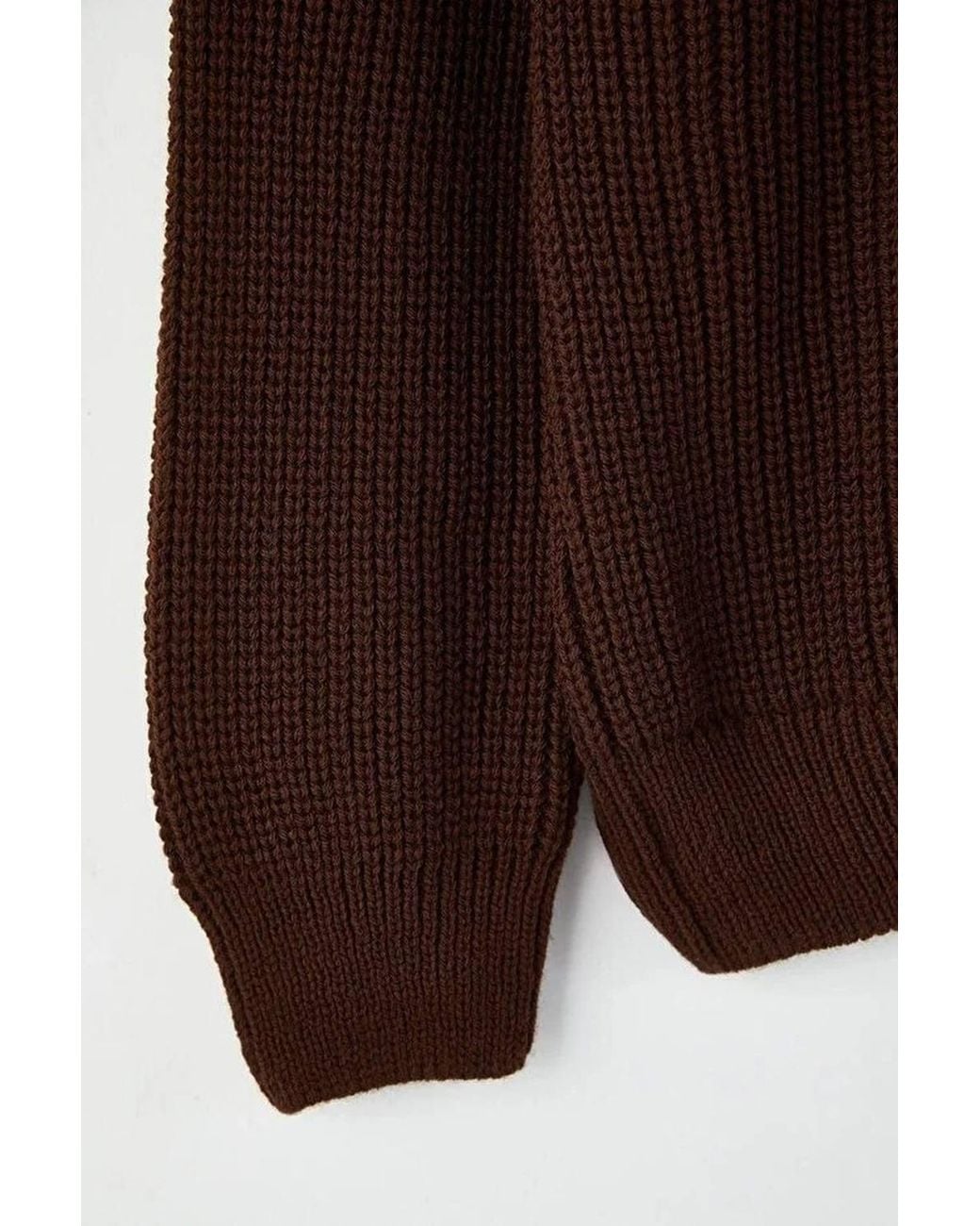 WOVCOR Brown Regular Fit Half Zip Funnel Neck Sweater for men
