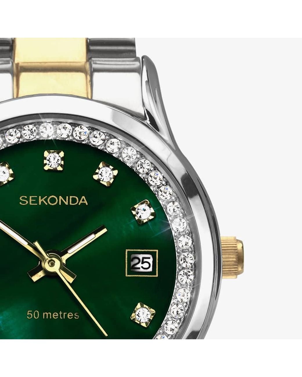 Sekonda Green Dress Catherine Two Colour Crystal Watch 40295