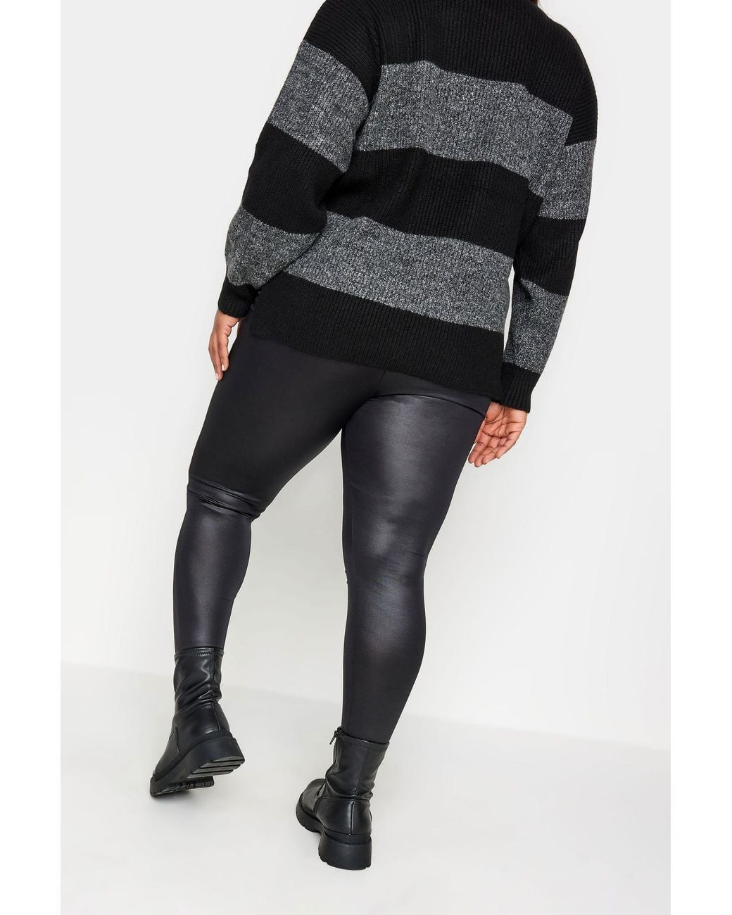 Yours Black Leather Look Leggings