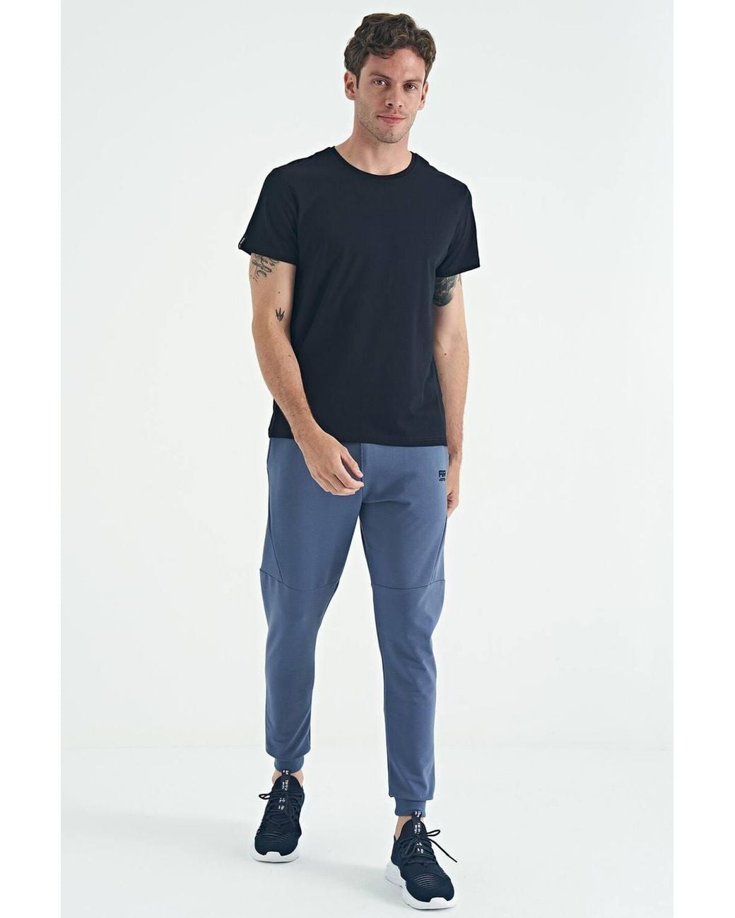 TOMMY LIFE Blue Cotton Elastane Crew Neck T-Shirt for men
