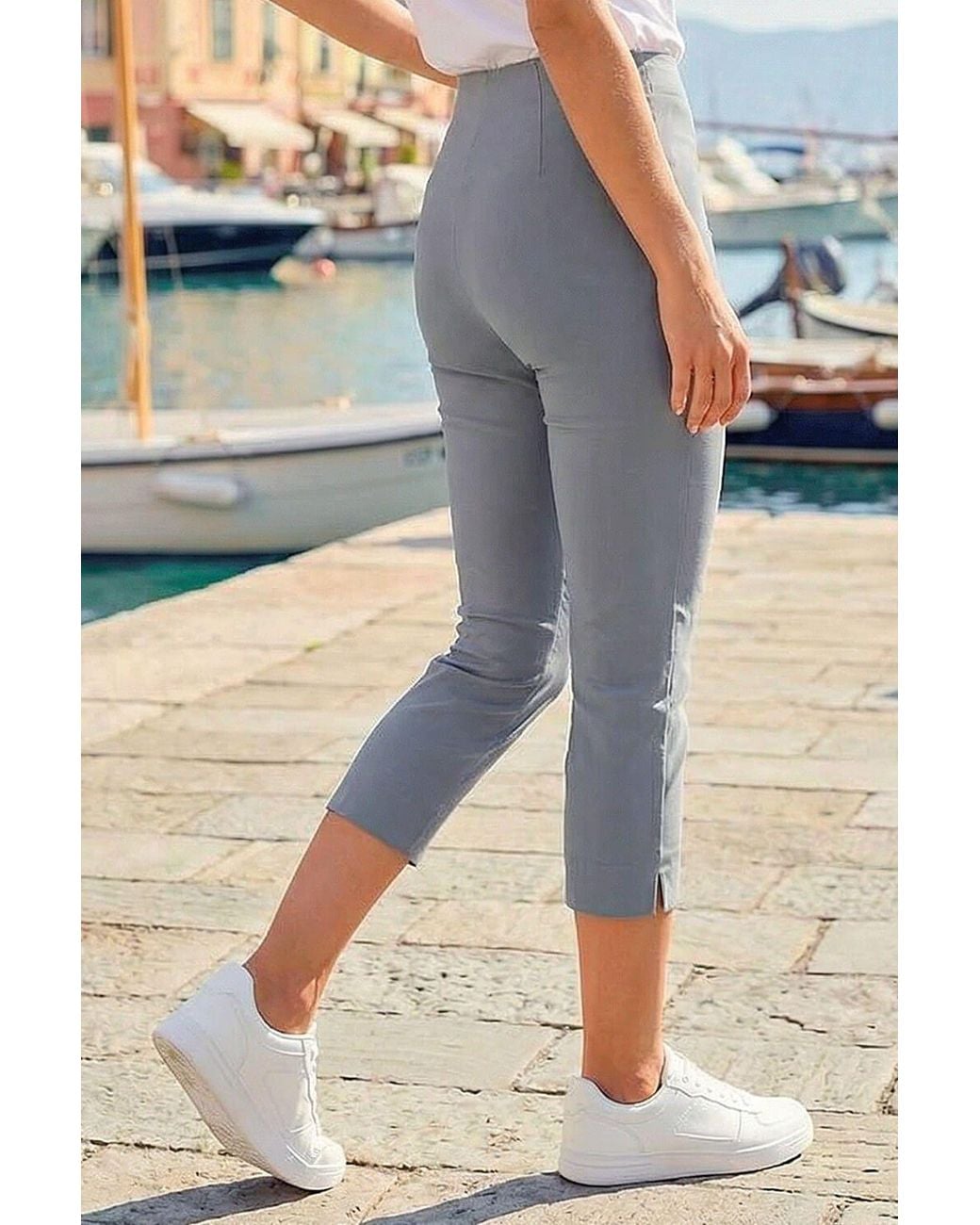 Roman Blue Cropped Stretch Trouser Capri Summer Leggings 3/4 Pedal Pushers