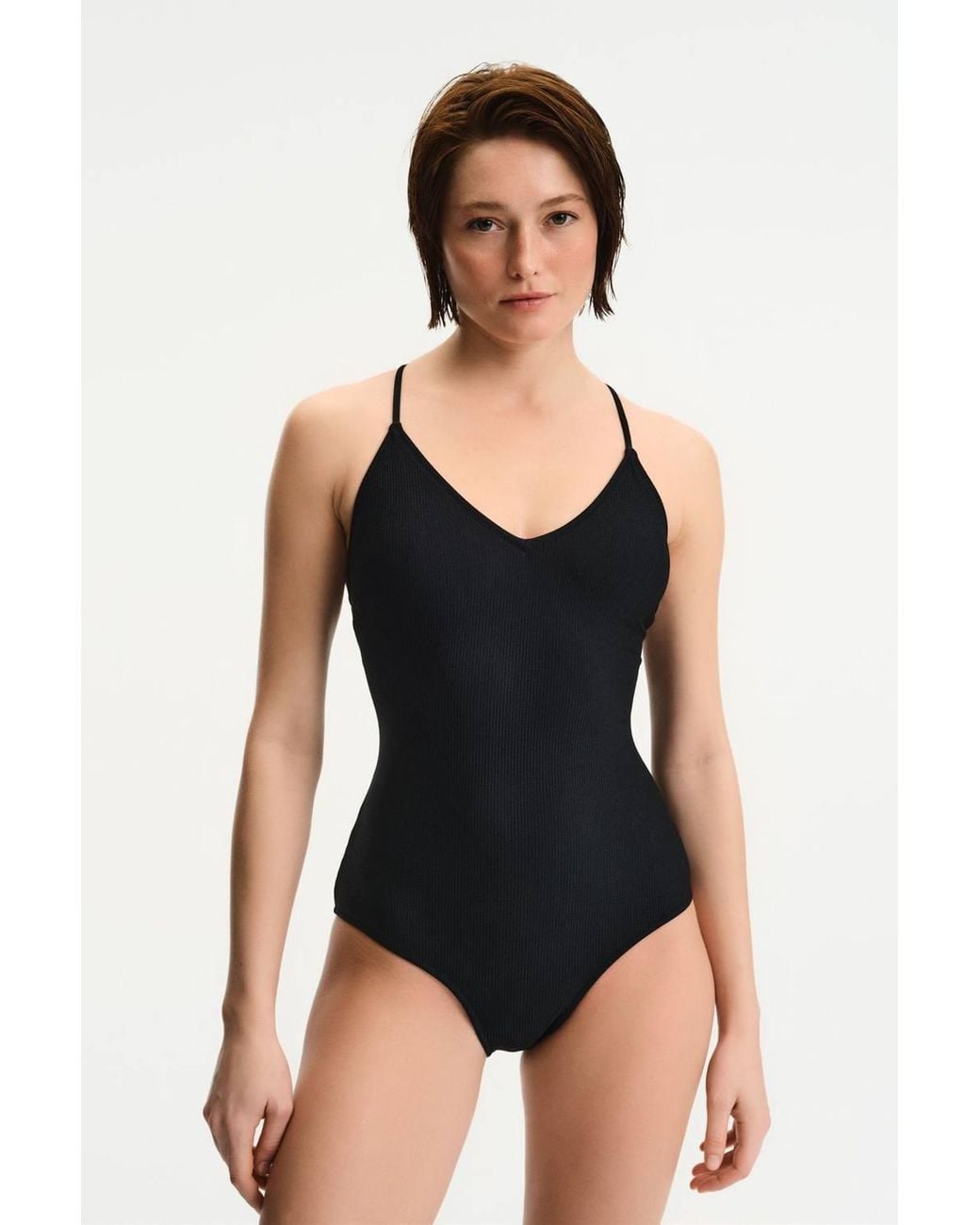 Penti Black Aspen Textured V Neck Swimsuit