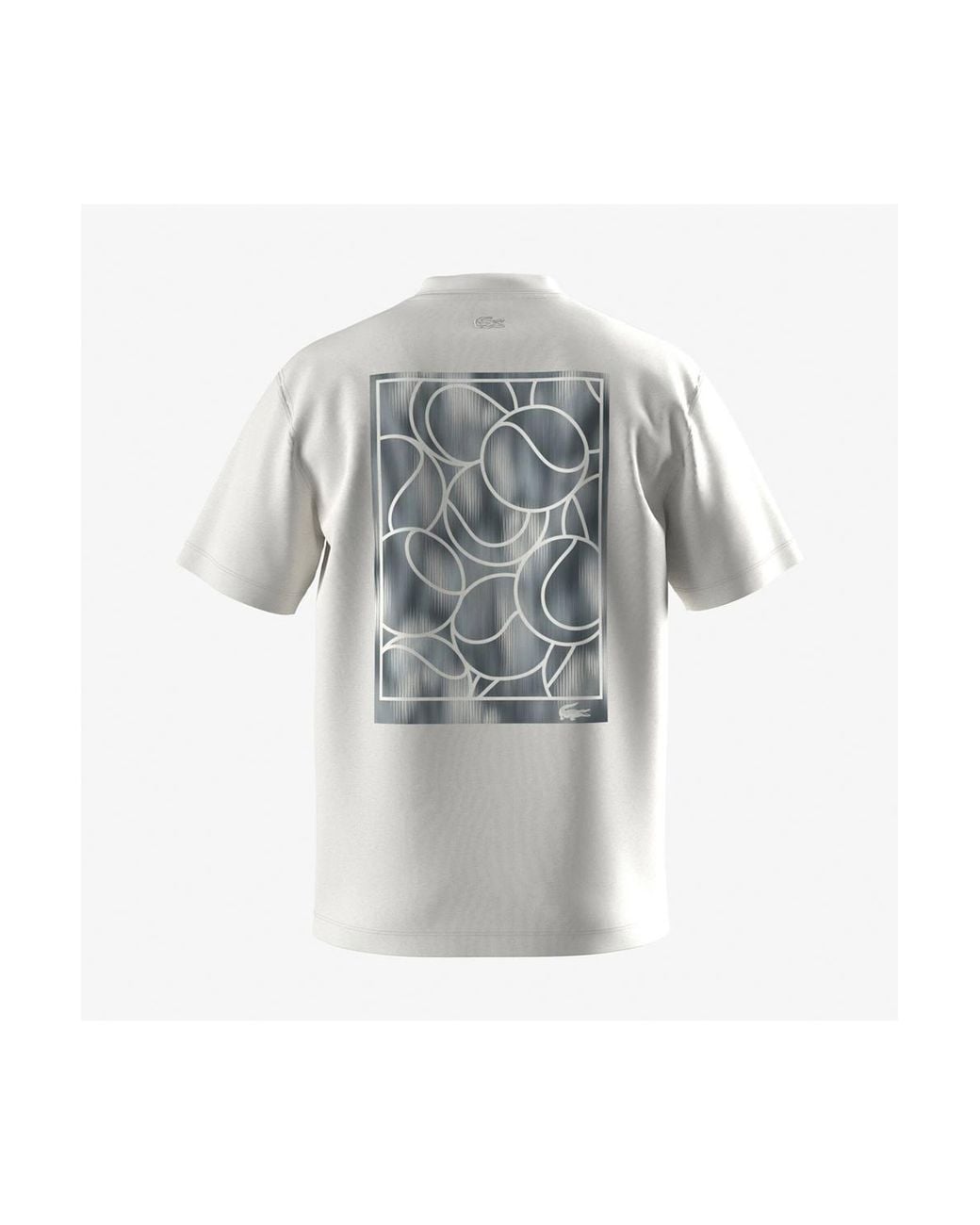 Lacoste White Back Print Graphic T-Shirt Flour for men