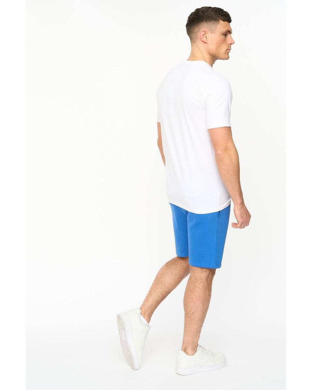 Crosshatch Blue Kensby Crew Neck Cotton T-Shirt With High Build Graphics for men