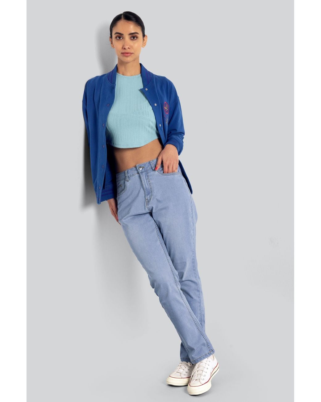 Enorsia Blue High Waisted Regular Fit Jeans