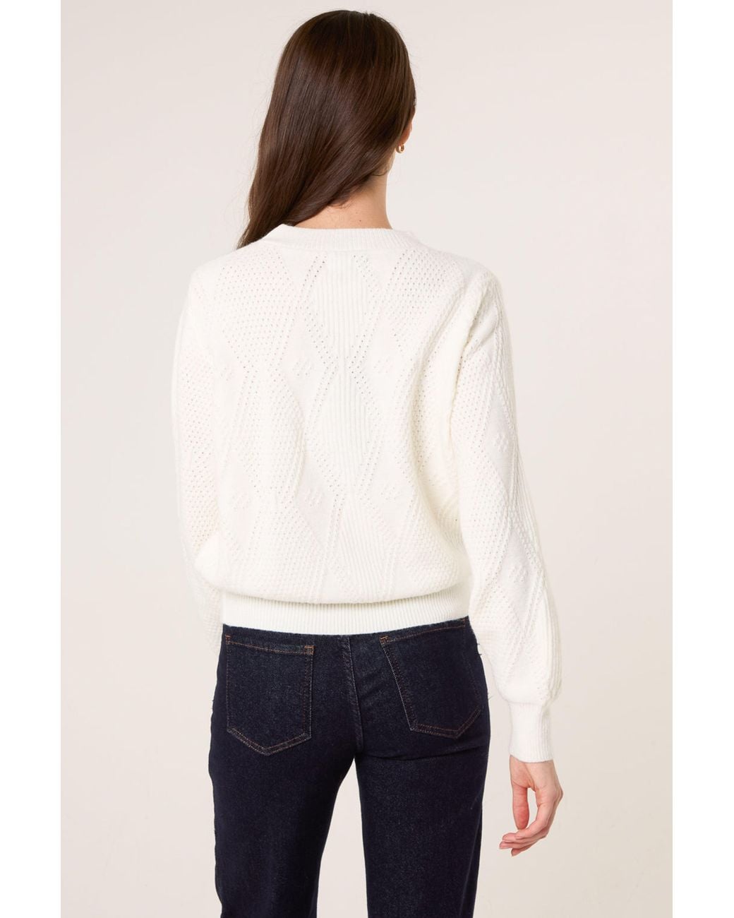 Blue Vanilla White Long Sleeve Round Neck Jumper