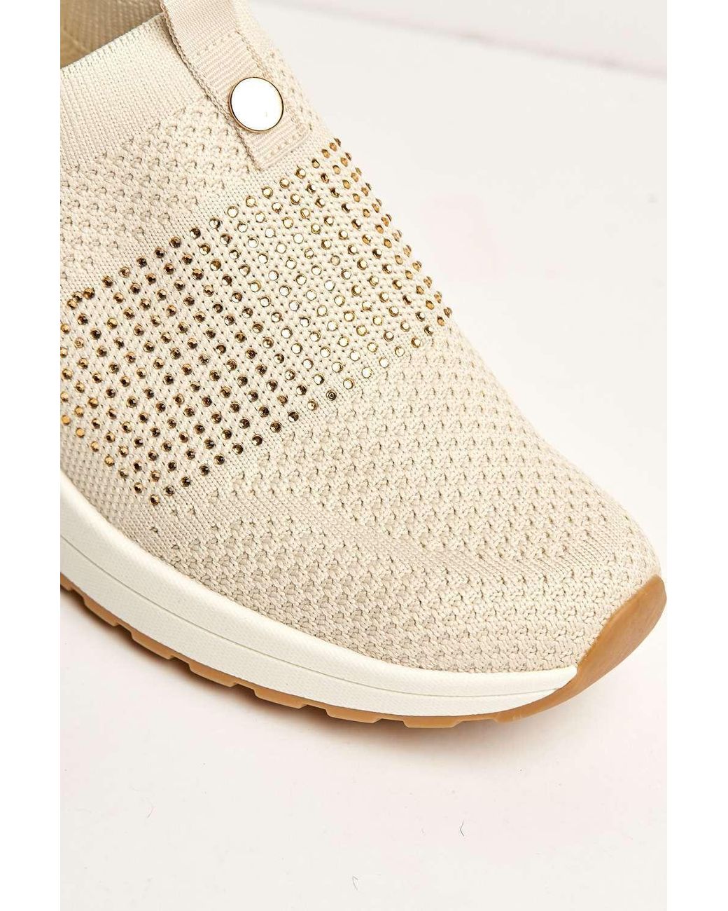 Miss Diva White Ember Diamante Embellished Slip On Trainers
