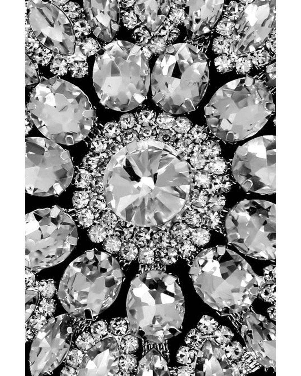 Neel Blue White Diamante Motif, Sew On Crystal Applique, 65Mm