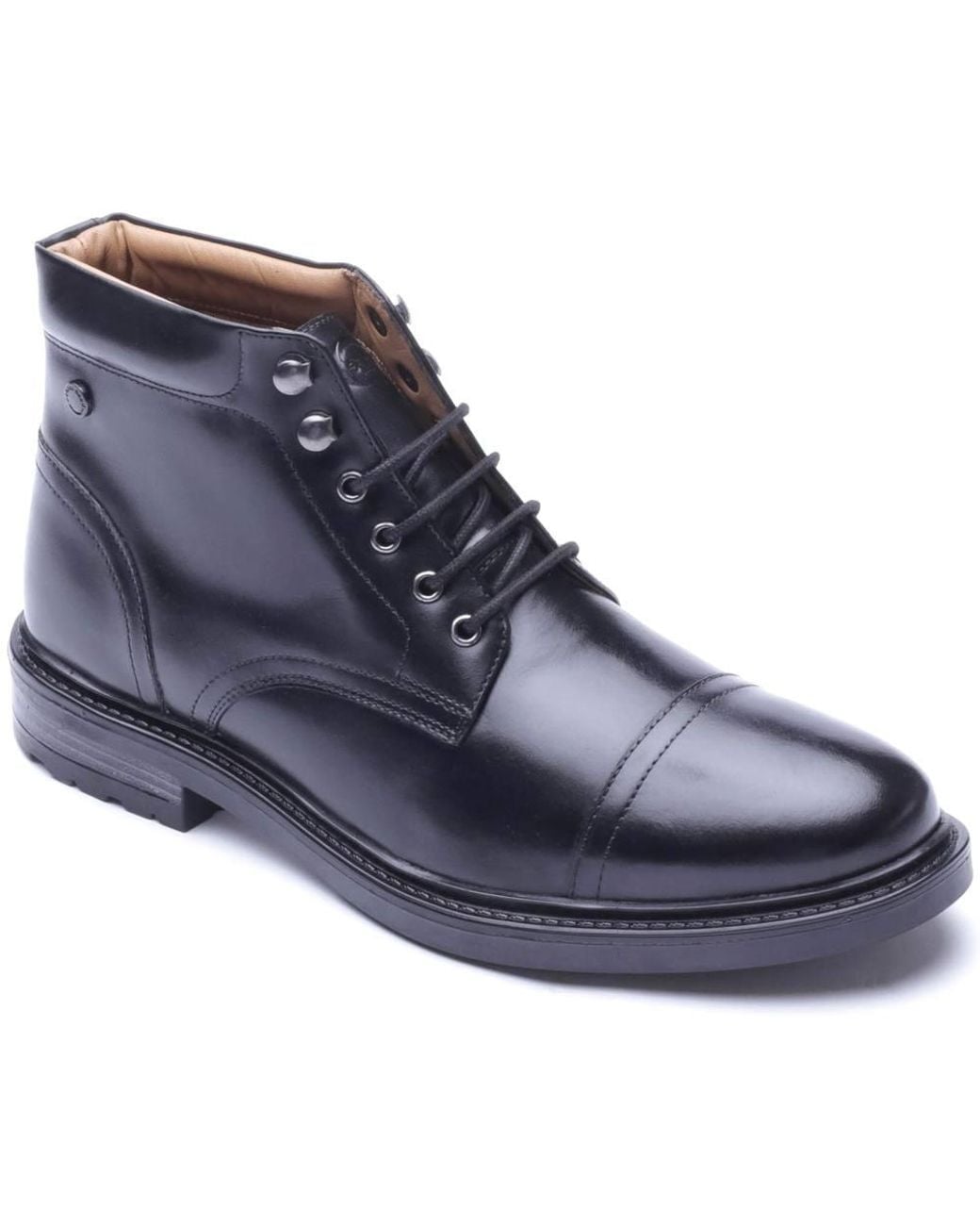 Base London Black Foster Toe Cap Boot for men