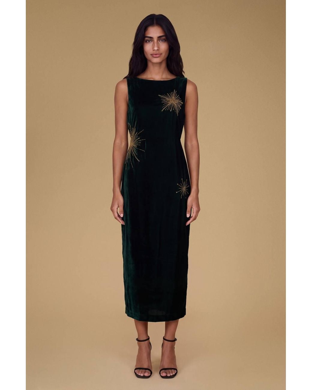 Oasis Blue Petite Celestial Velvet Embellished Midaxi Dress