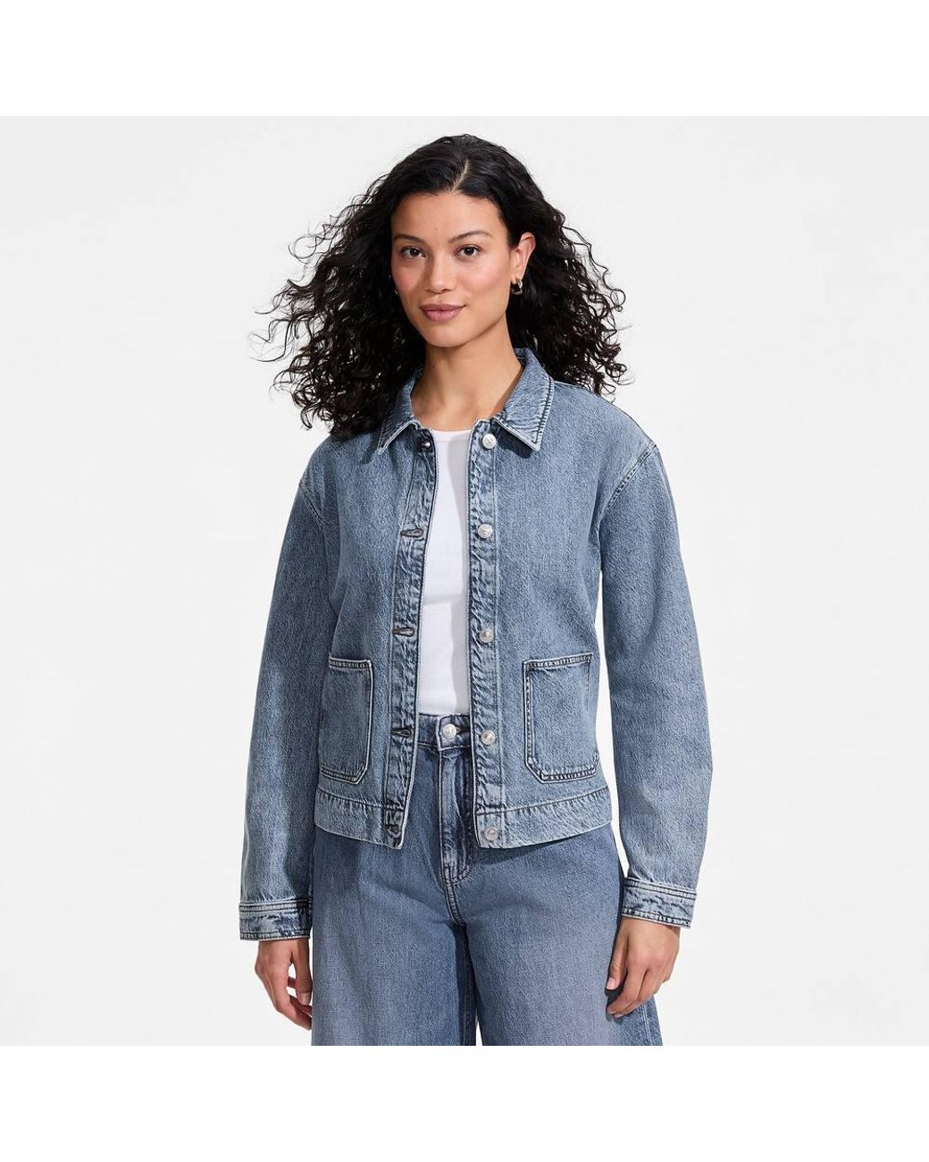 Lands' End Blue Linen Blend Jeans Jacket