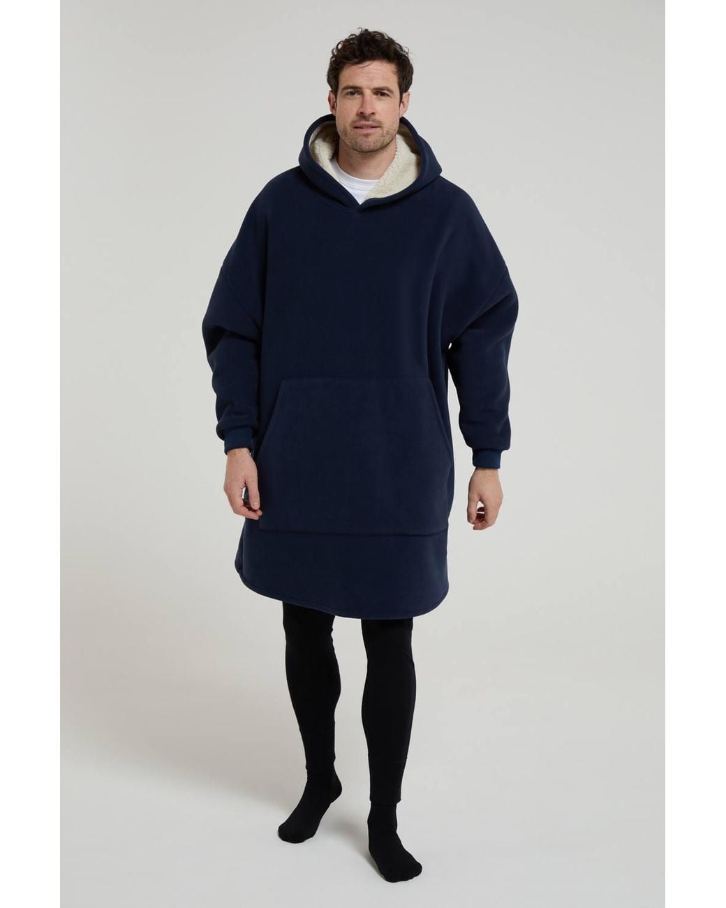 Mountain Warehouse Blue 'Snug' Kangaroo Pocket Warm Borg Lined Soft Fleece Hooded Blanket for men