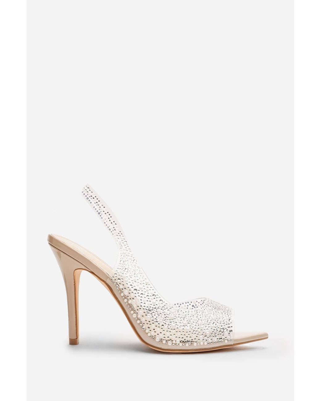 Where's That From Black 'Rheal' Embellished Clear Upper Slingback Heels