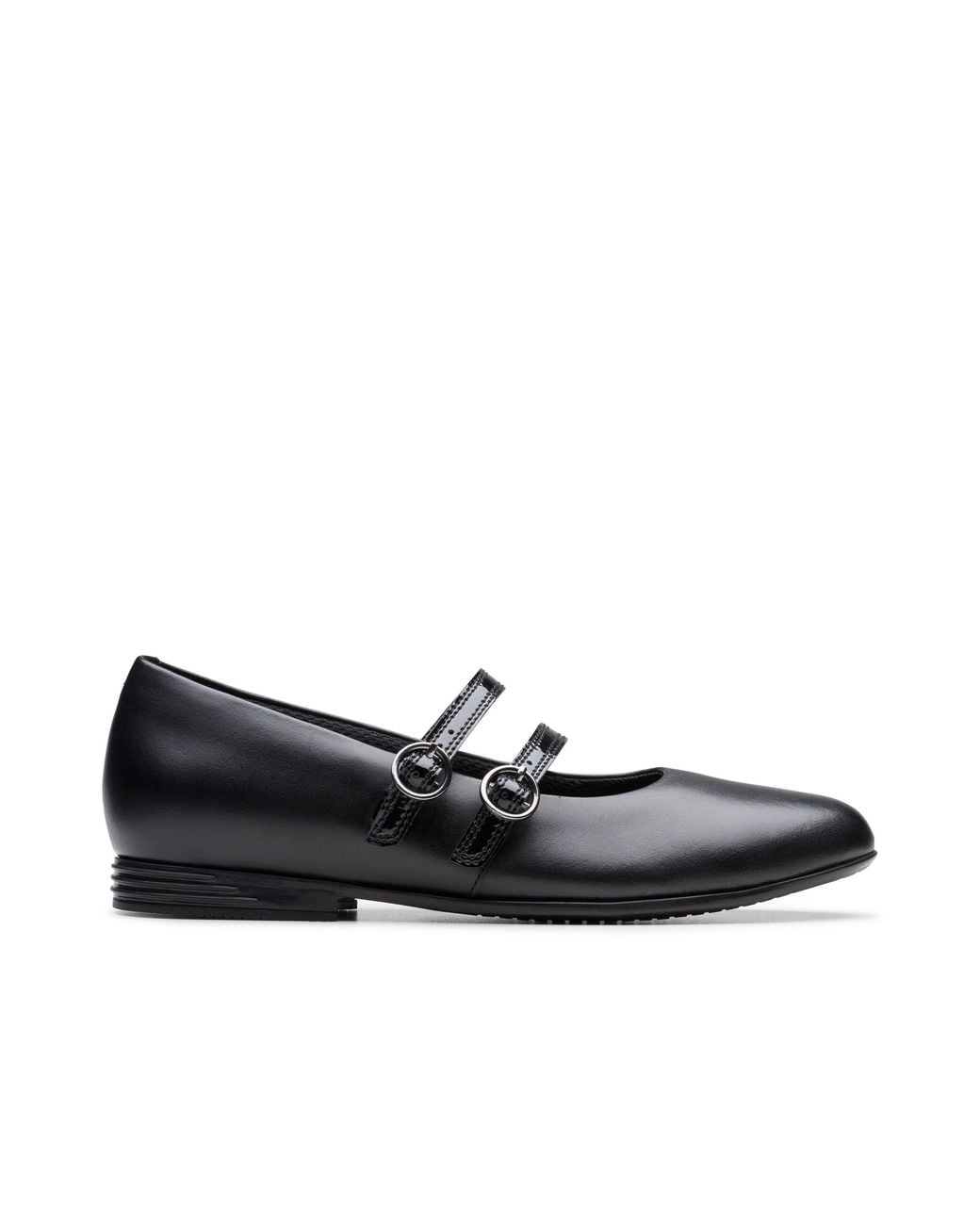 Clarks Black Finja Bar Youth Leather Mary Jane, School Shoes