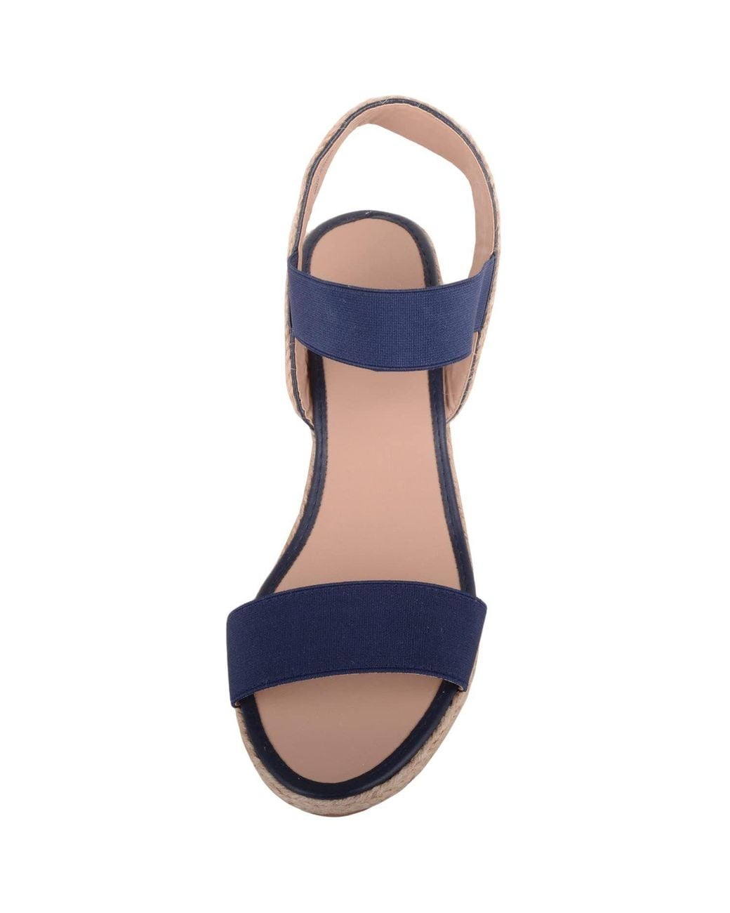 Absolute Footwear Blue Wedged Elasticated Strap Woven Contrast Colour Sandals