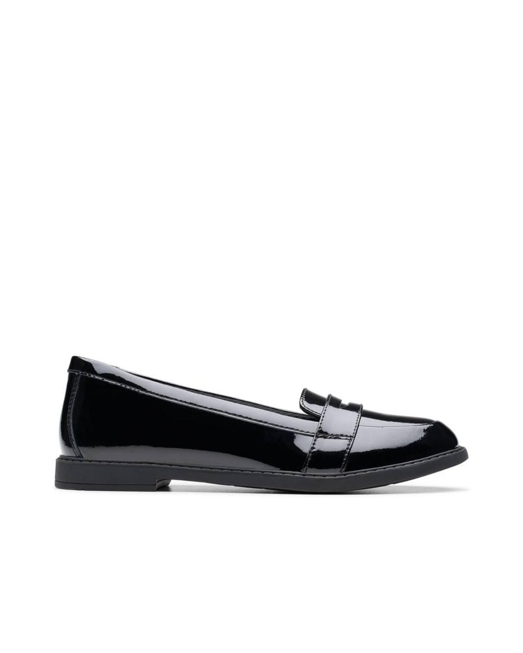 Clarks Black Scala Loafer Youth Patent Loafers, Slip Ons, School Shoes