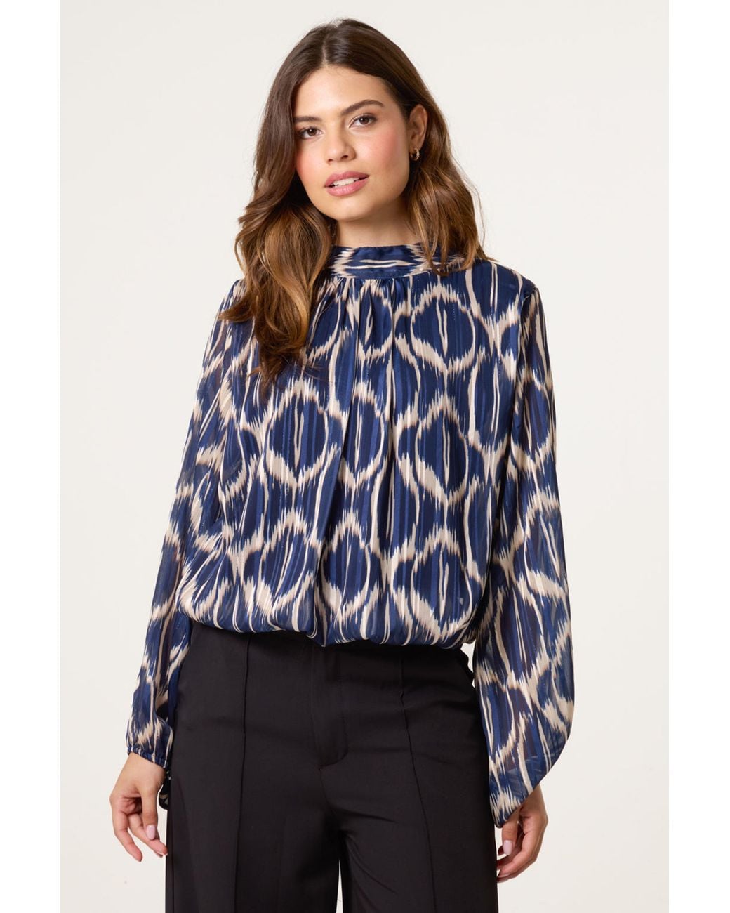 Blue Vanilla Blue Long Sleeve Turtleneck Blouse