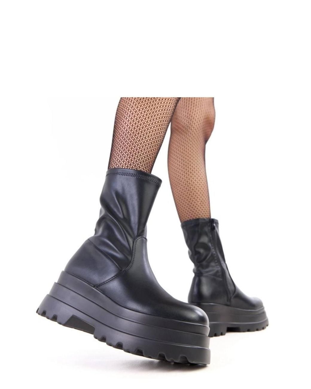 Love Lace White Platform Round Toe Faux Leather Ankle Boots